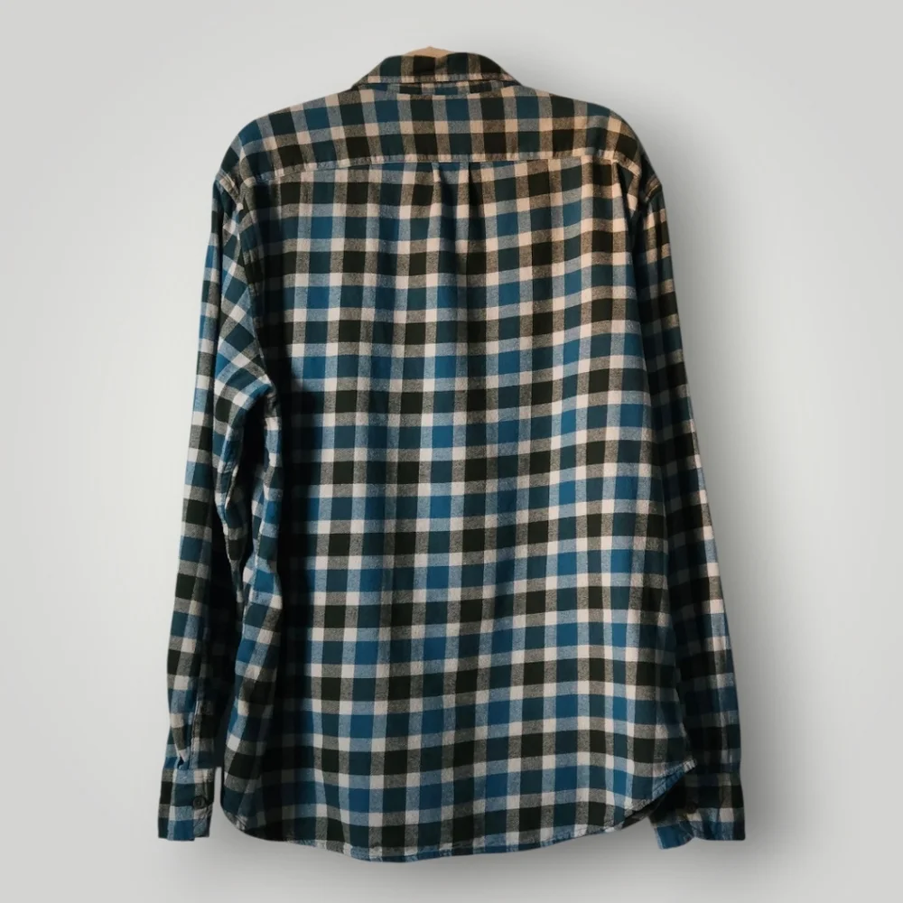 J.Crew Men’s Flannel Shirt Classic Fit‎ XL Blue Green Buffalo Check Plaid